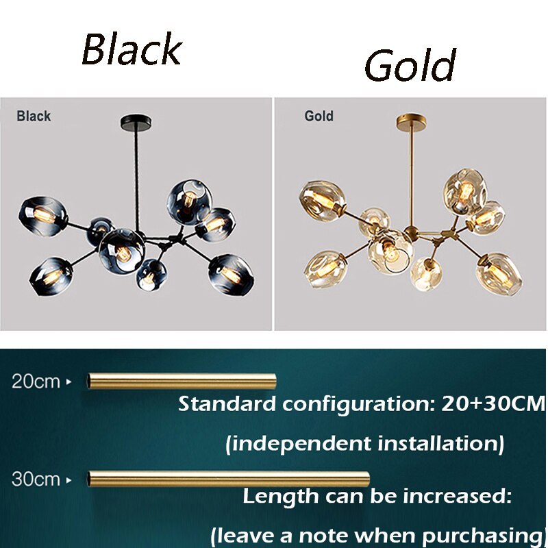 Valentina Suspension Multi Retro, Metal/Verre, Noir/Or, Chambre