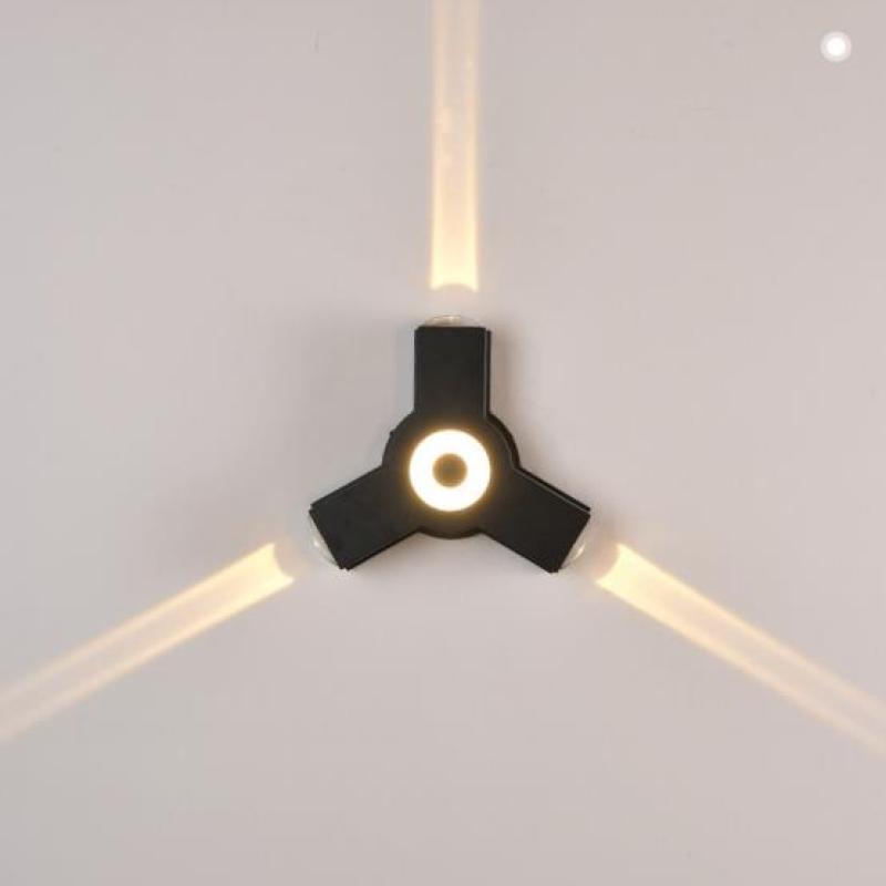Ray Applique Murale Ronde Moderne, Métal, Noir, Jardin/Couloir