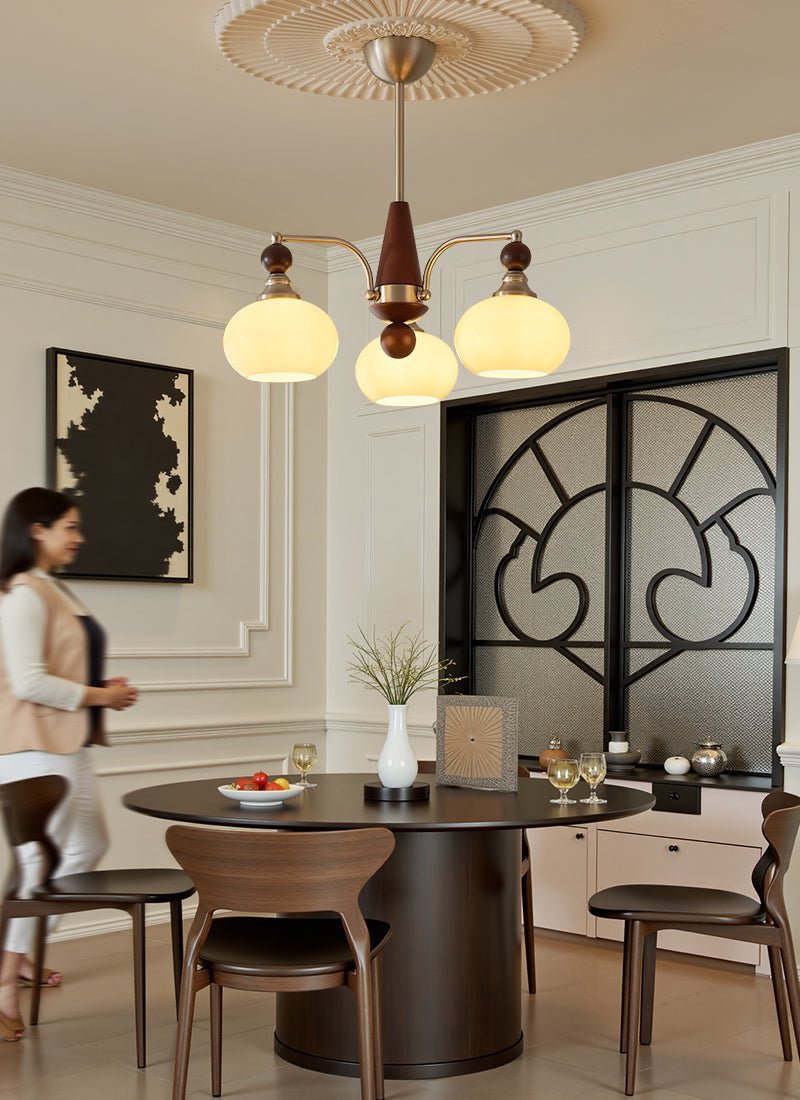 Serenade Moderne Artistique Luxe Verre Bois Lustre