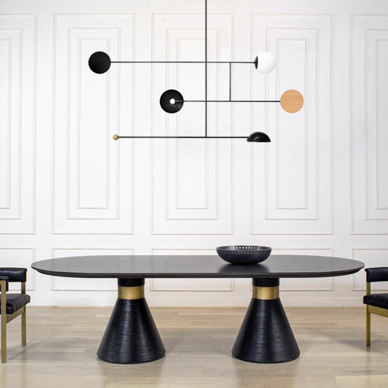 Arisha Minimaliste Suspension LED Ronde, Métal, Noir, Salon/Salle à Manger
