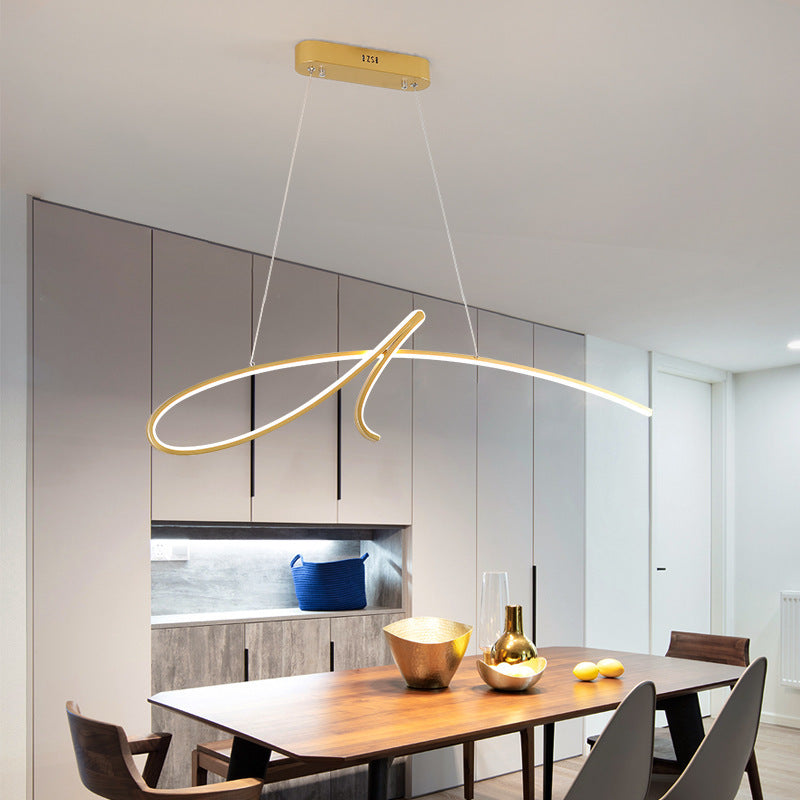 Arisha Suspension Linéaire Simple, Métal, Noir/Or, Salon