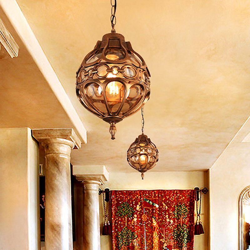 Silva Sphère Vintage LED Suspension Noir Bronze Métal Verre Salon Chambre à coucher