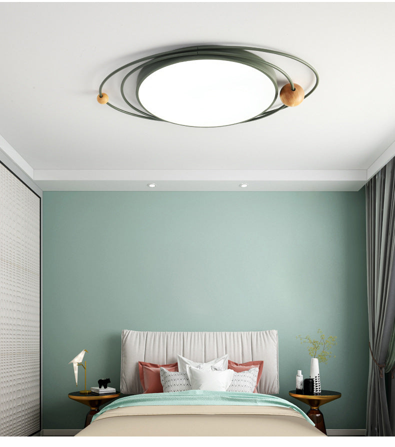 Arisha Plafonnier Rond Moderne, Metal/Bois, Blanc/Noir/Gris/Vert/Bleu, Salon