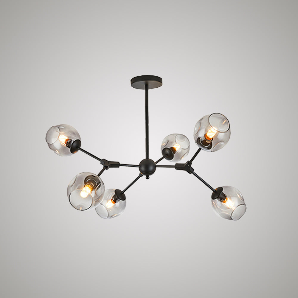 Valentina Suspension Multi Retro, Metal/Verre, Noir/Or, Chambre