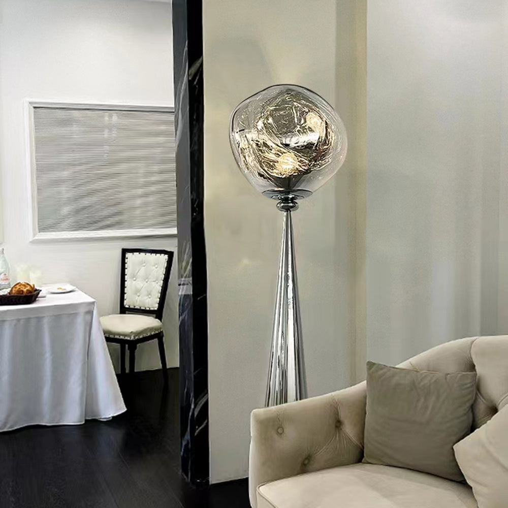 Valentina Design Italien Lampadaire Moderne Métal/Acrylique Rose Dorée/Or/Chromé/Gris Fumé Salon