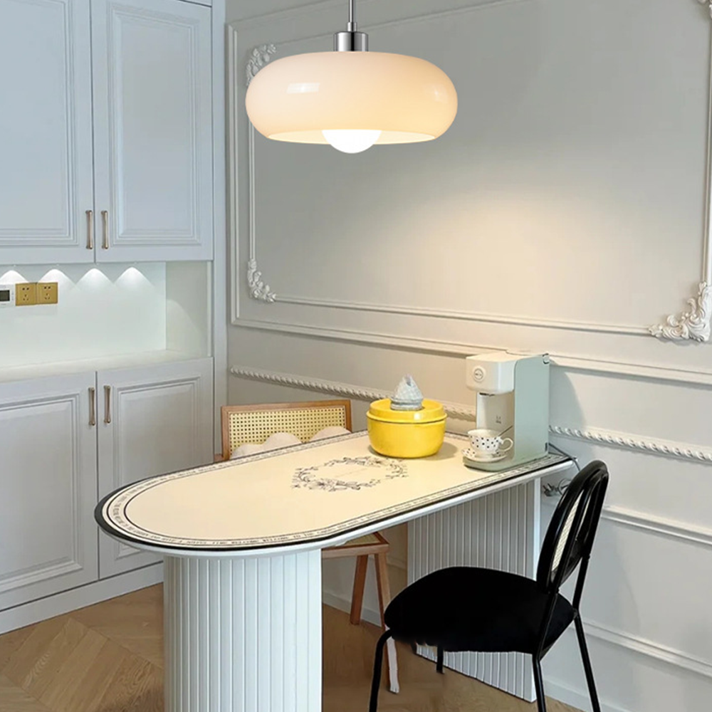 Valentina Suspension Dôme Moderne Verre, Blanc/Orange, Salle de Bain