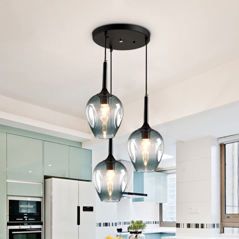 Valentina LED Suspension Bleu Gris Verre Salle à Manger Chambre à coucher