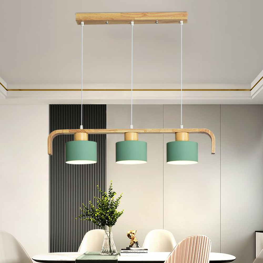 Valentina Moderne Luminaires Suspensions Cylindre Nordique Bambou Blanc/Vert/Gris Chambre à Coucher