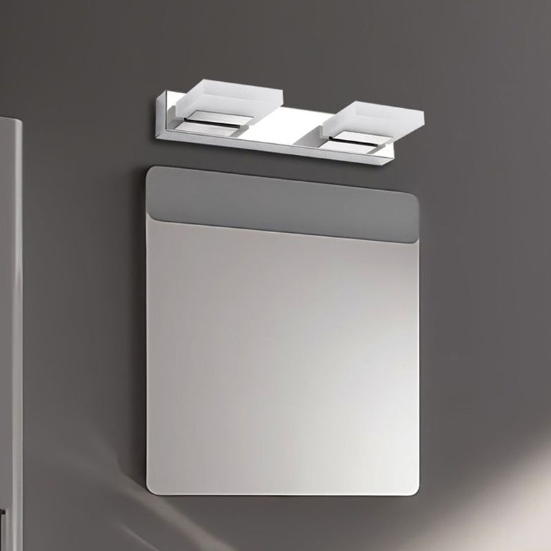 Arisha Design LED Applique Murale Miroir Carré Moderne Métal/Acrylique Argent Salle de Bain