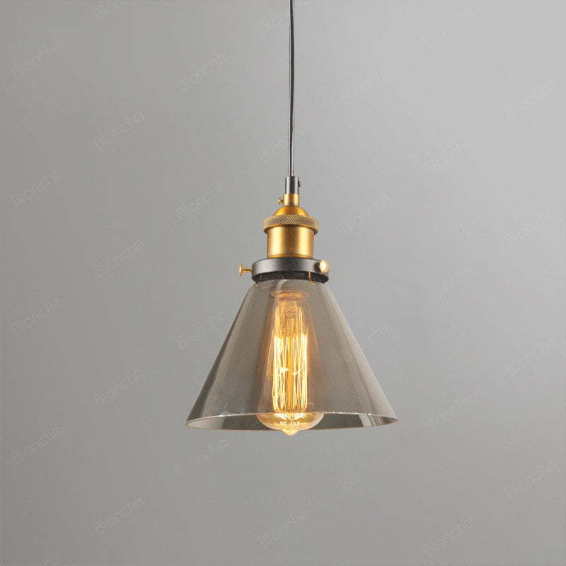 Arisha suspension Industriel en Verre, Clair/Ambre/Gris Fumé