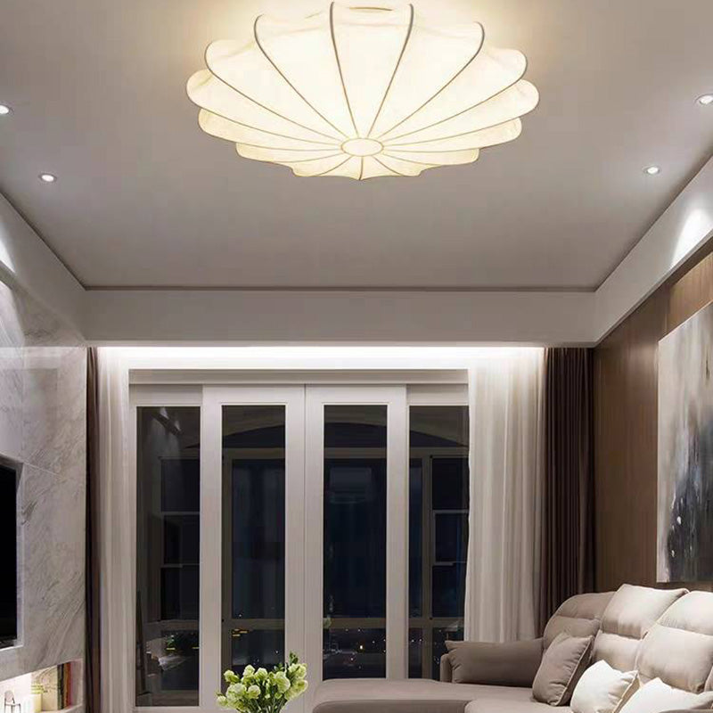 Ritta Ronde Moderne LED Plafonnier Blanc Tissu Salon Chambre à coucher