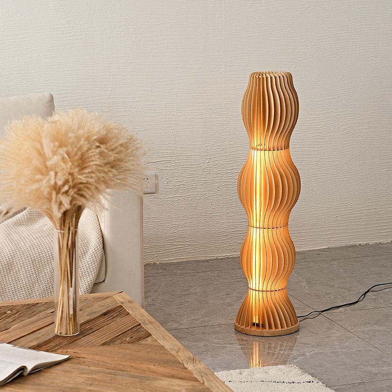 Muto Lampadaire Vague Moderne, Bois, Kaki, Salon