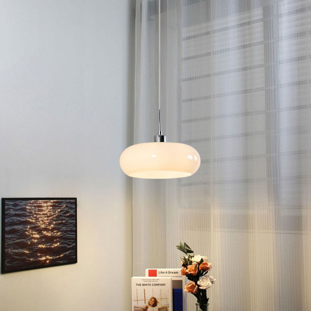 Valentina Suspension Dôme Moderne Verre, Blanc/Orange, Salle de Bain