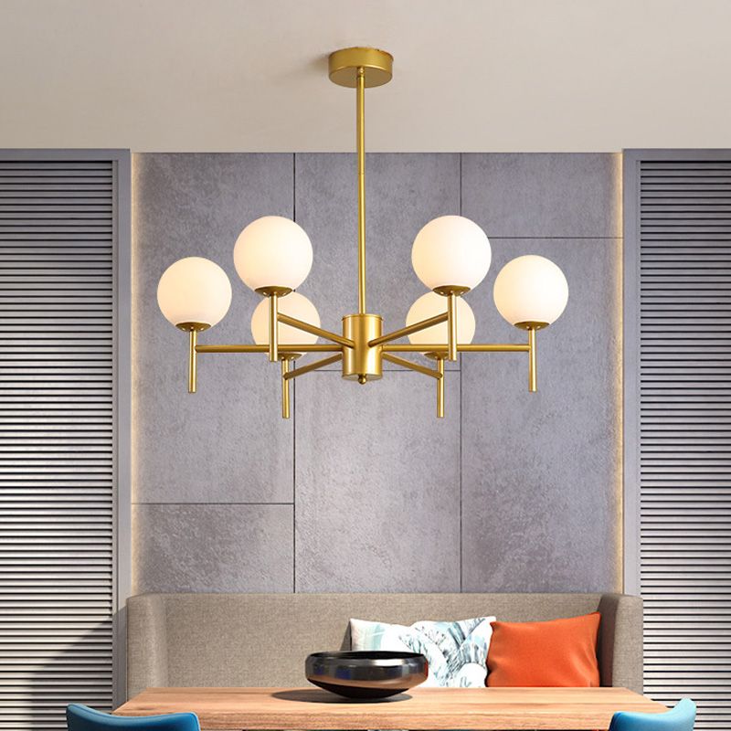 Valentina Bulle Moderne LED Lustre Noir/Doré Métal/Verre Chambre à Coucher
