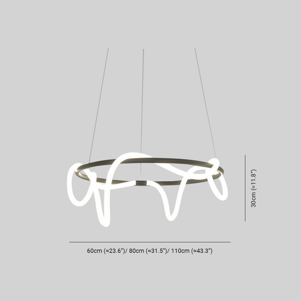 Arisha Suspension Courbe/linéaire LED Postmoderne, Métal, Or/Noir, Salon