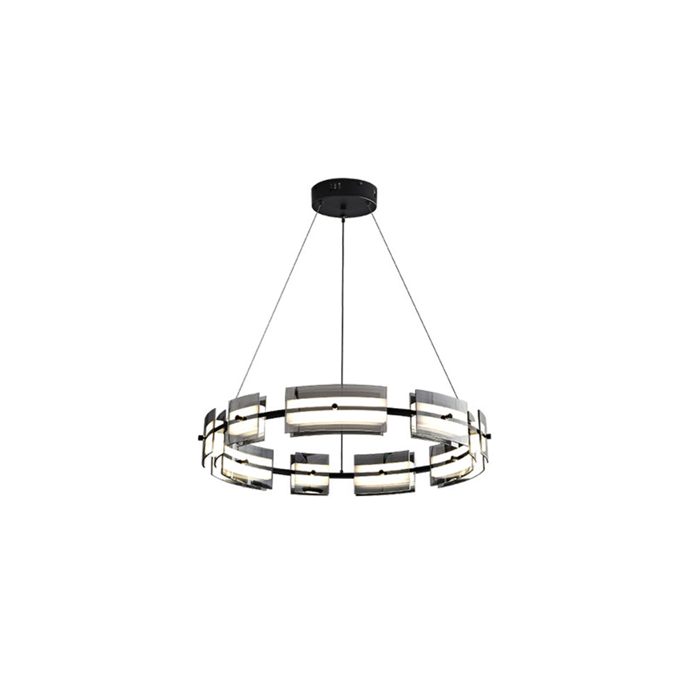 Arisha Suspension Anneau Simple, Cuivre/Verre, Noir/Or, Salon/Chambre