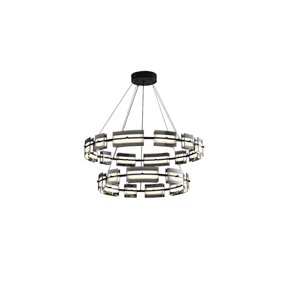 Arisha Suspension Anneau Simple, Cuivre/Verre, Noir/Or, Salon/Chambre