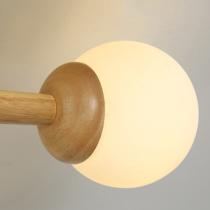 Muto Plafonnier Boule Moderne, Bois/Verre, Bois, Salon