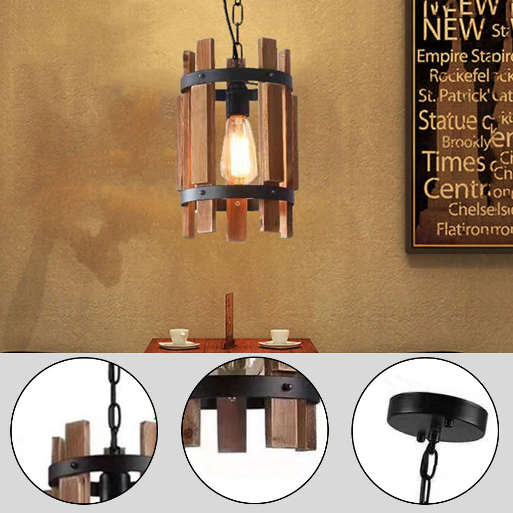 Epoch Rétro LED Suspension Métal/Bois Salon/Chambre À Coucher