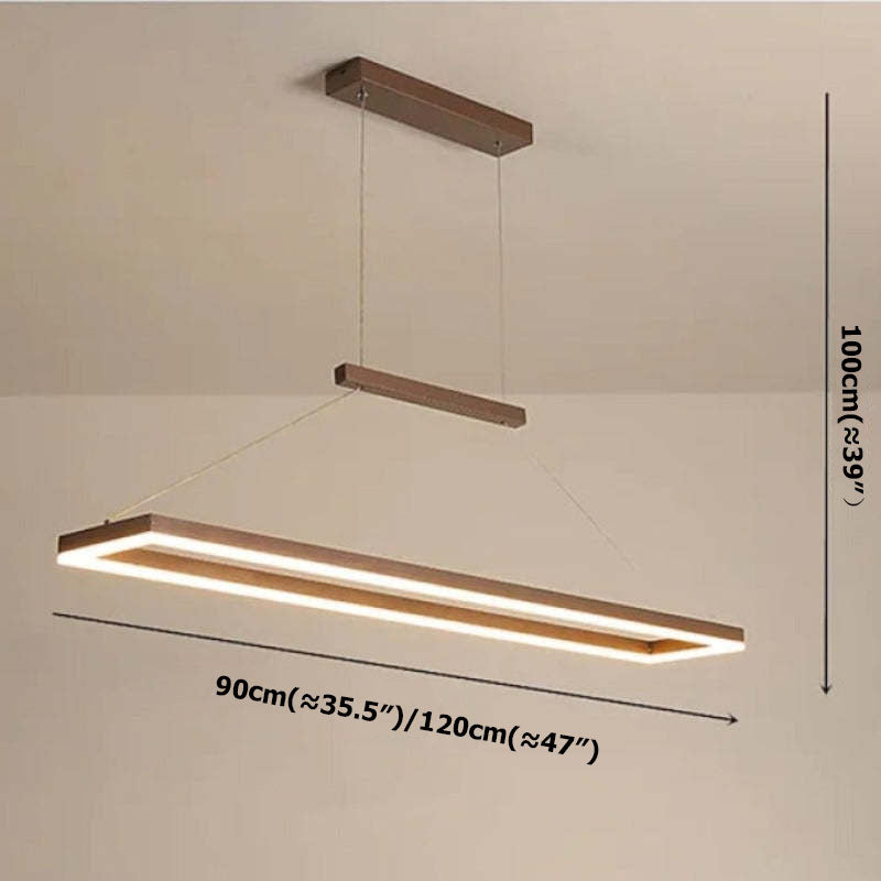Ray Suspension Rectangulaire Contemporaine, Metal, Café/Or, Chambre