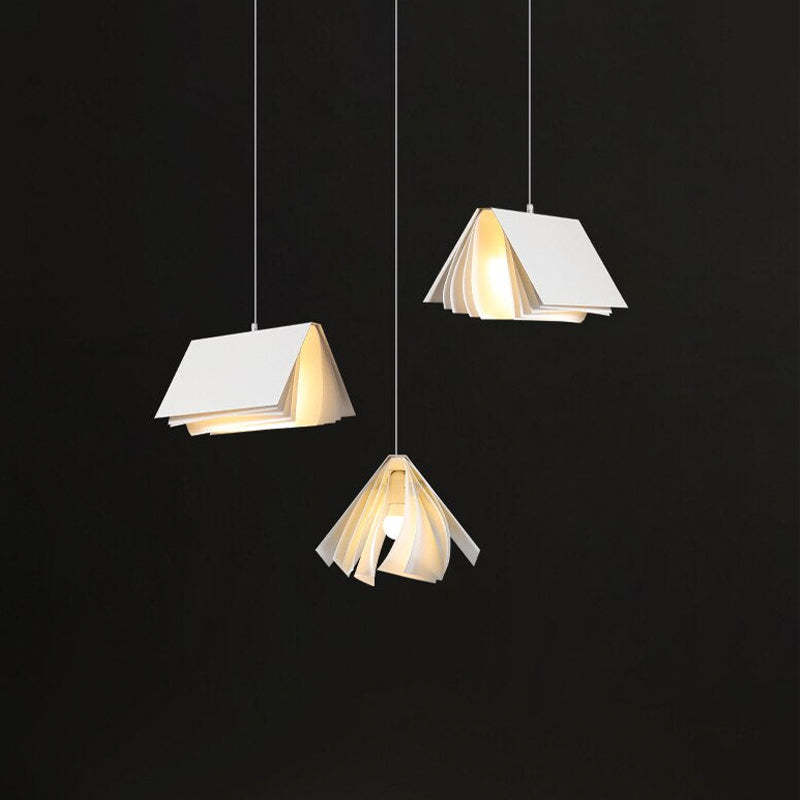 Arisha Suspension Carré Contemporaine, Métal/Tissu, Blanc/Gris, Chambre à Coucher/Librairie