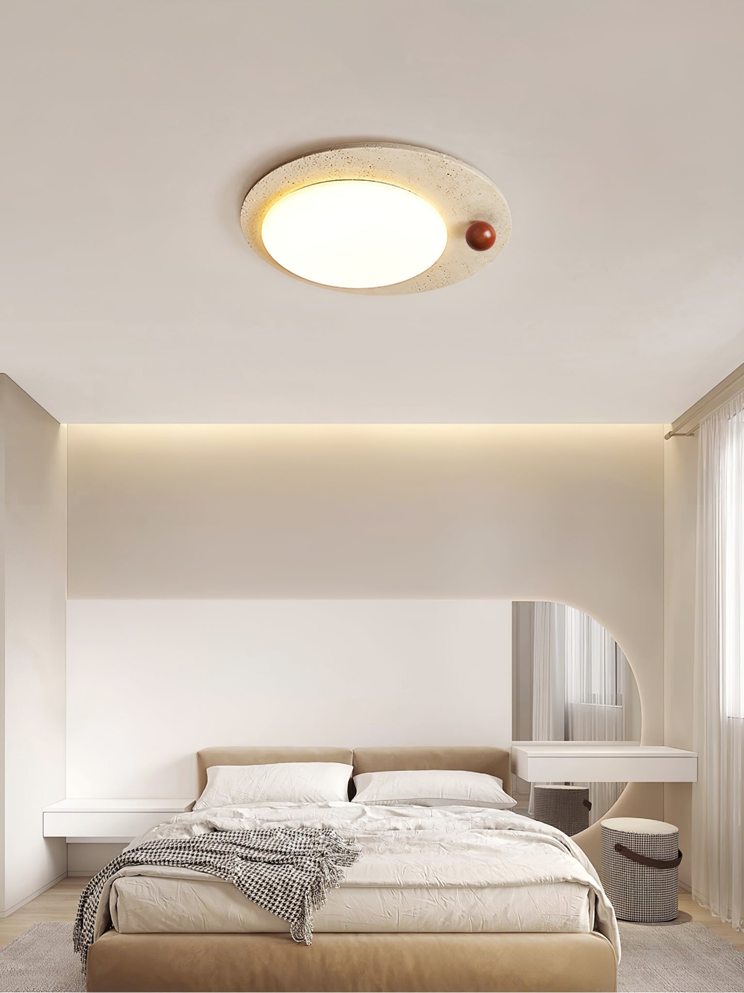Circular Travertine Ceiling Light - Letslighting