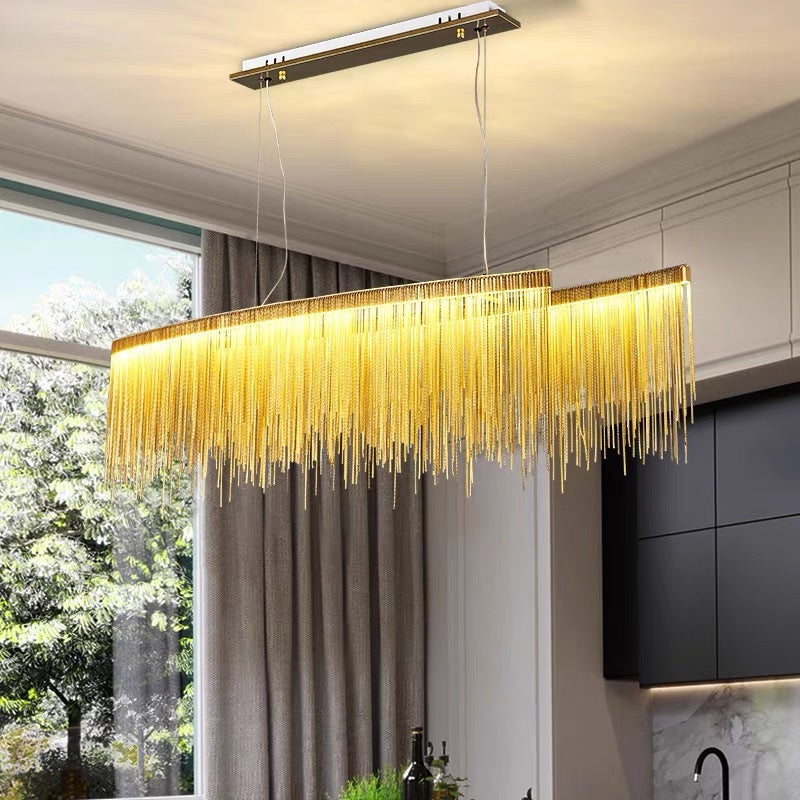 Arisha Suspension Linéaire Luxueux, Acrylique/Metal, Doré/Chrome, Chambre