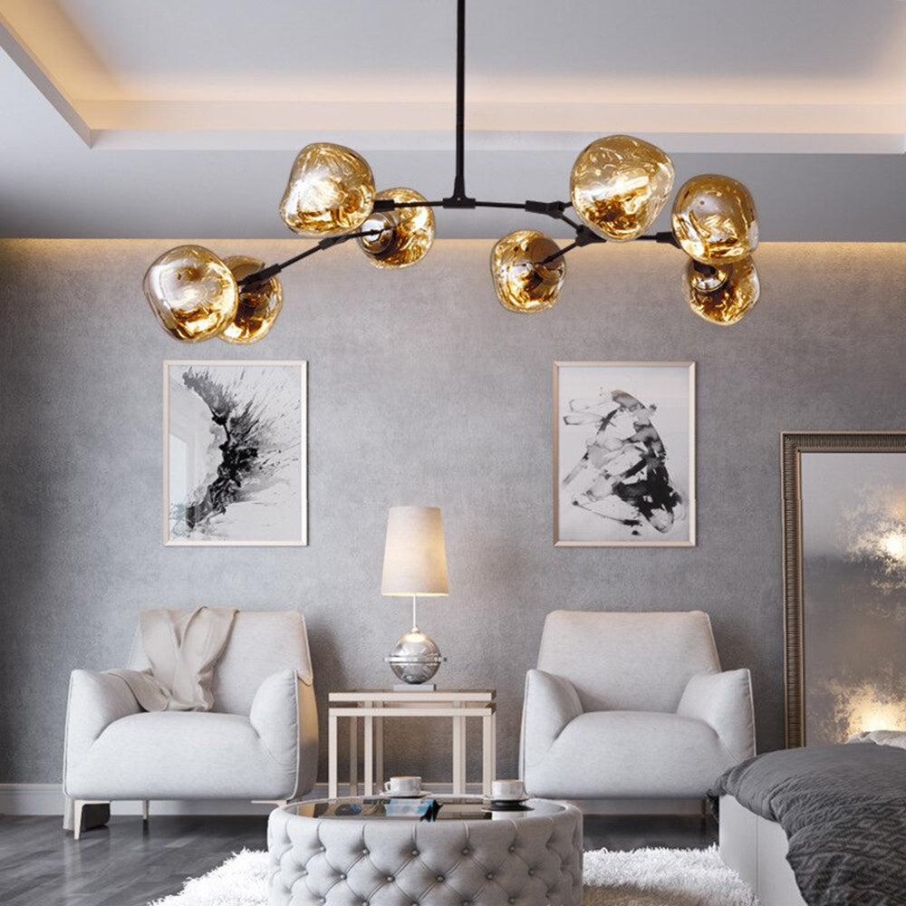 Valentina Suspension Globe Inhabituelle, Métal/Acrylique, Doré Rosé/Or/Chromé, Salon/Salle à Manger