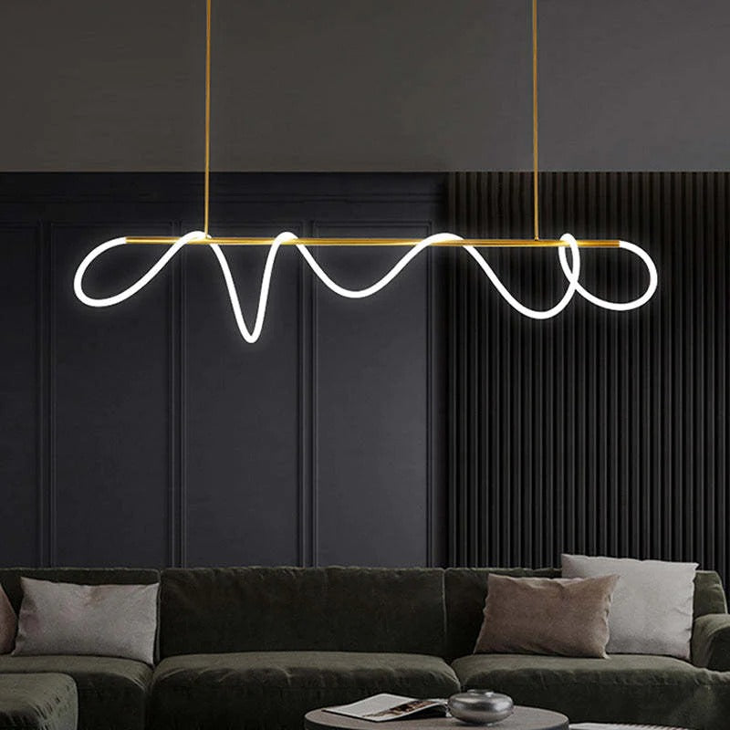 Arisha Suspension Courbe/linéaire LED Postmoderne, Métal, Or/Noir, Salon