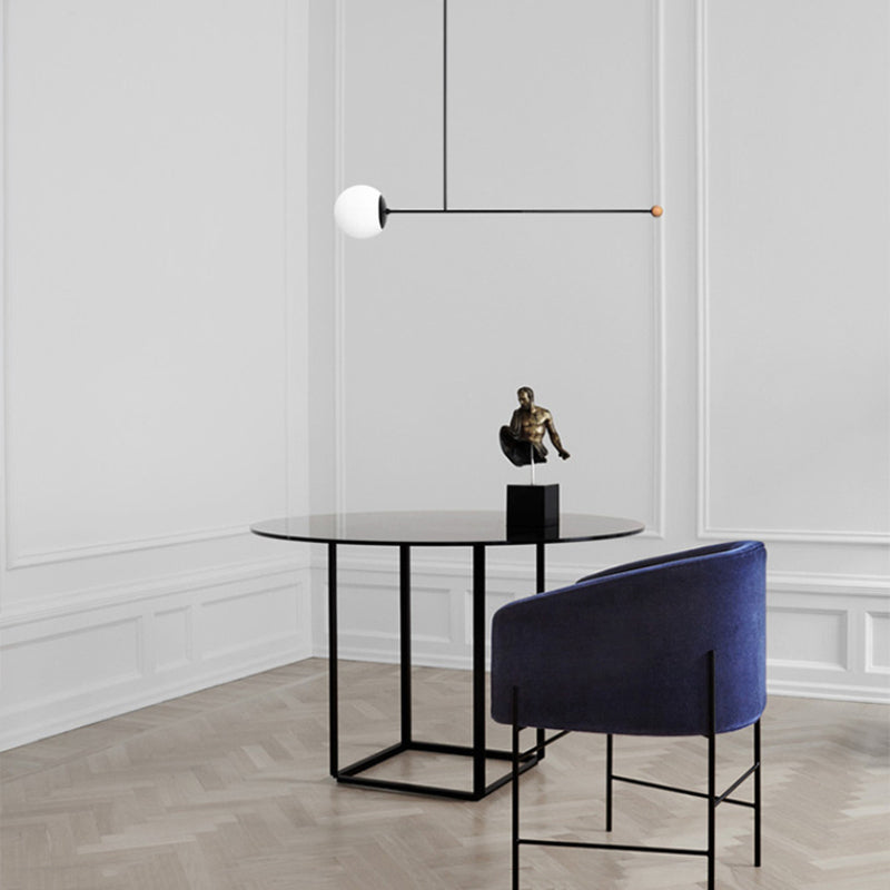 Arisha Minimaliste Suspension LED Ronde, Métal, Noir, Salon/Salle à Manger