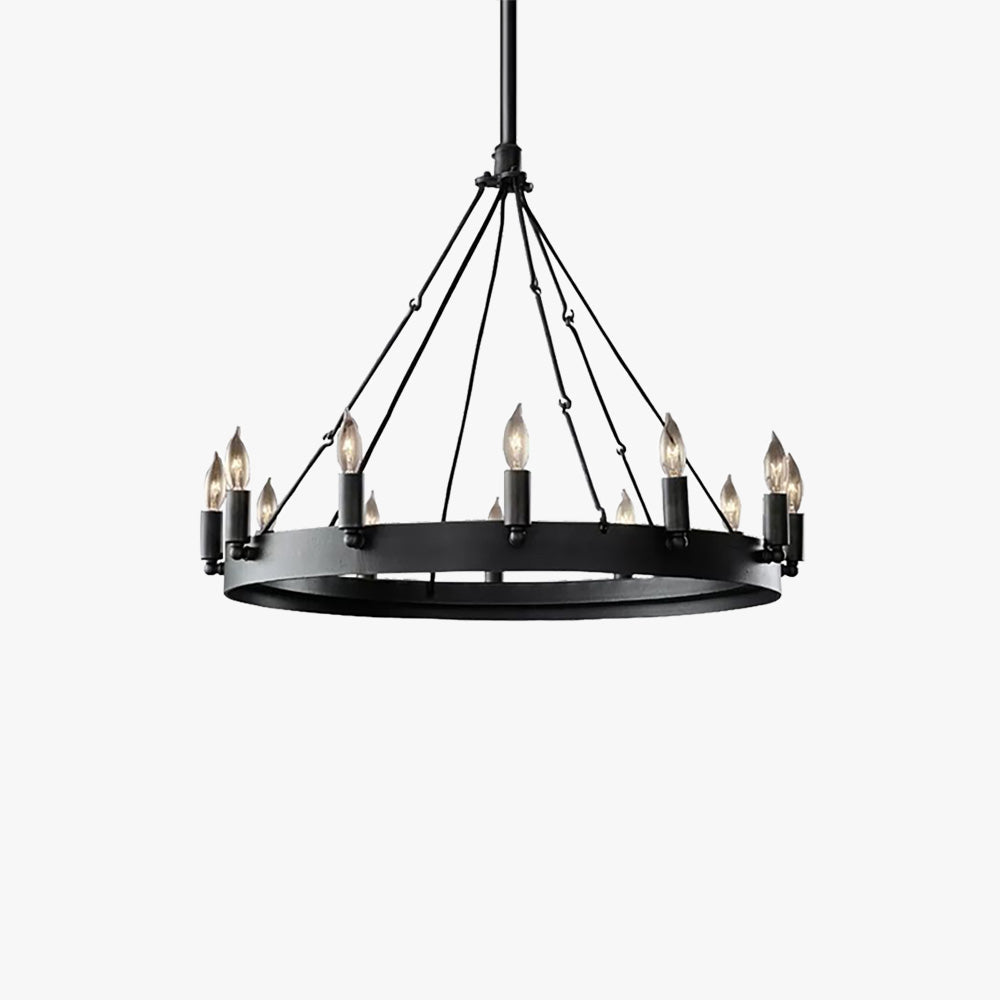 Silva Ronde Industrielle LED Suspension Noir Métal Chambre à coucher
