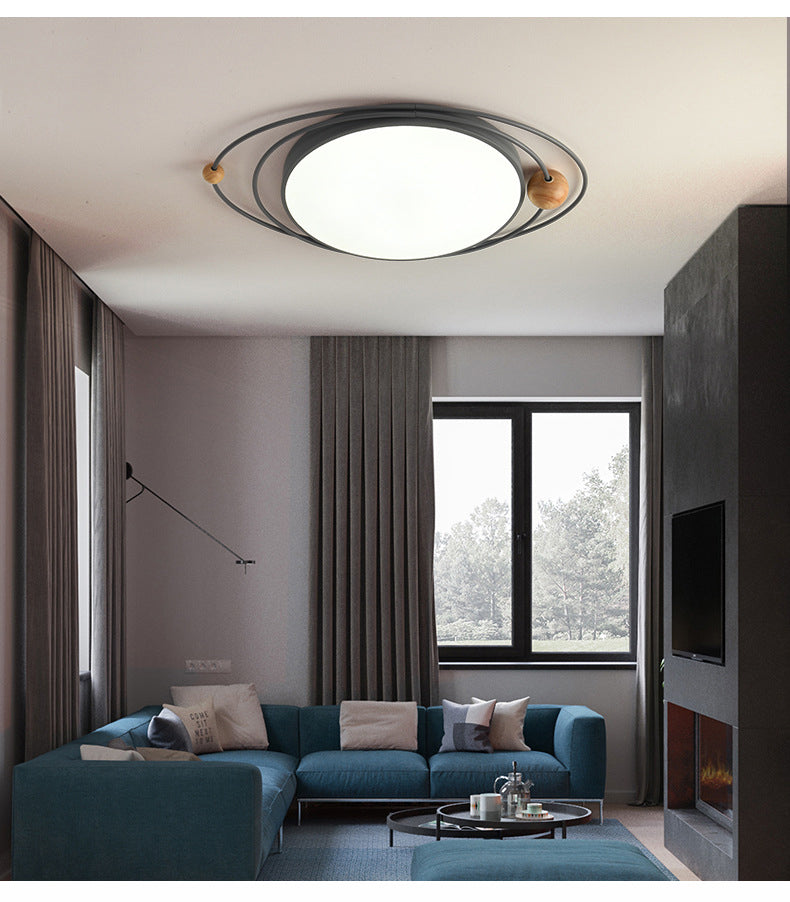 Arisha Plafonnier Rond Moderne, Metal/Bois, Blanc/Noir/Gris/Vert/Bleu, Salon