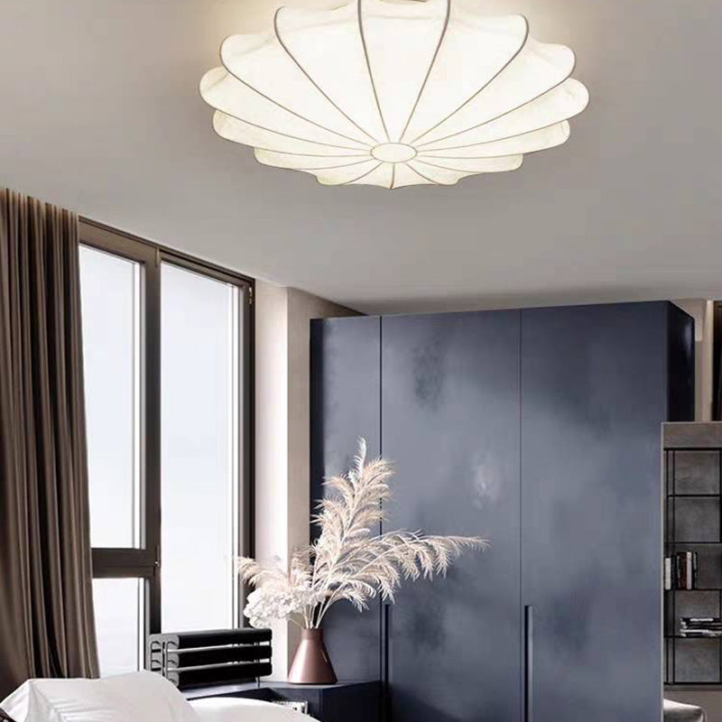 Ritta Ronde Moderne LED Plafonnier Blanc Tissu Salon Chambre à coucher