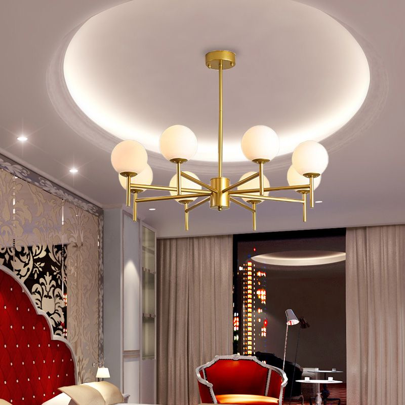 Valentina Bulle Moderne LED Lustre Noir/Doré Métal/Verre Chambre à Coucher