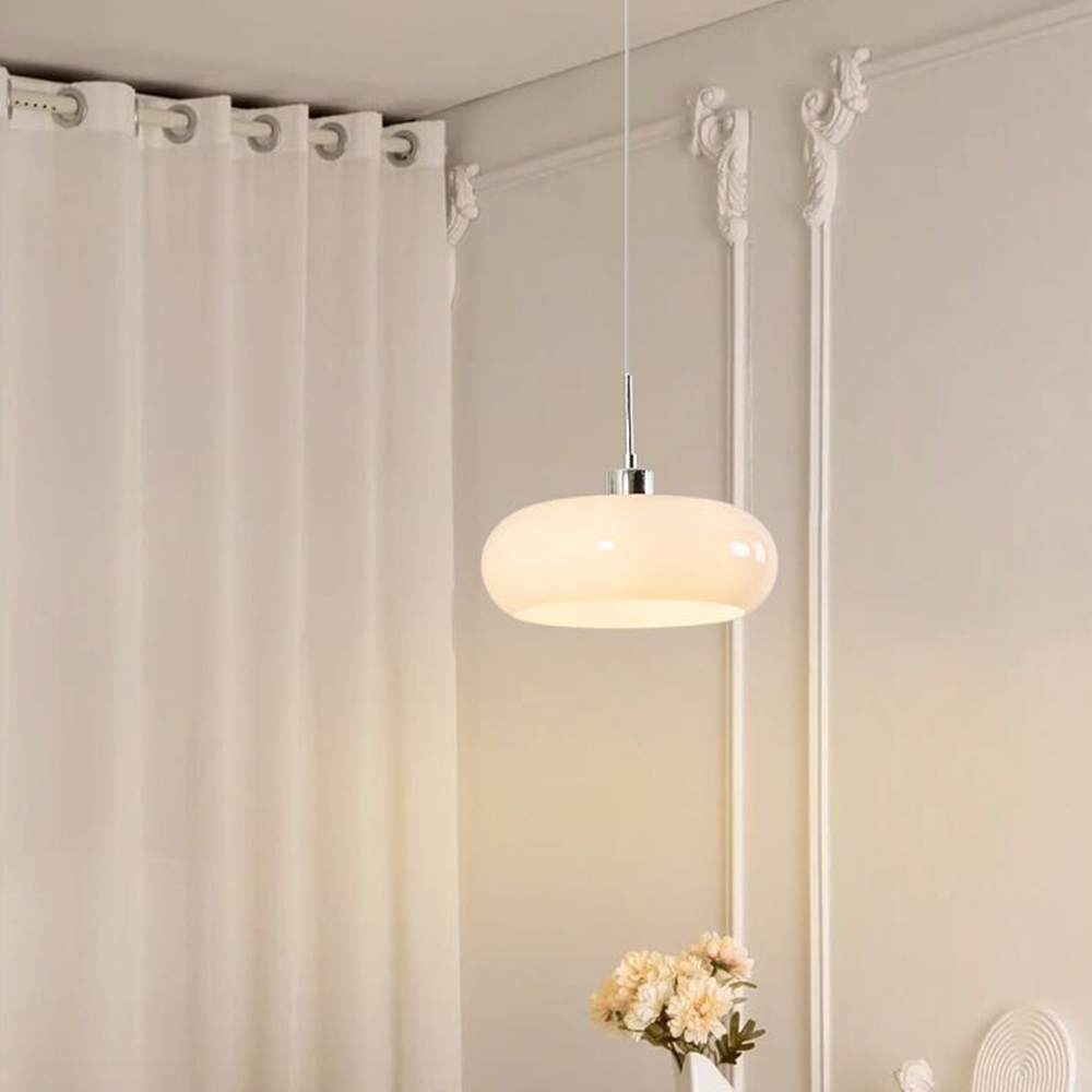 Valentina Suspension Dôme Moderne Verre, Blanc/Orange, Salle de Bain