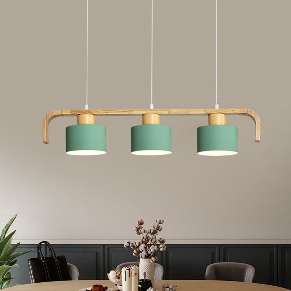 Valentina Moderne Luminaires Suspensions Cylindre Nordique Bambou Blanc/Vert/Gris Chambre à Coucher
