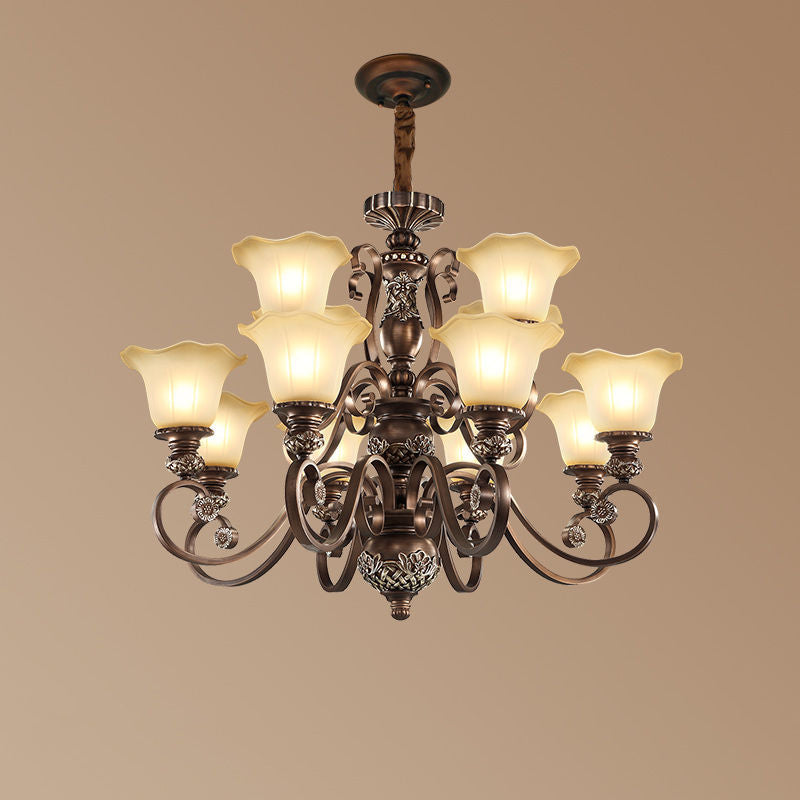 Arisha Rétro Fleur Suspension Métal Verre Salon Chambre à Coucher