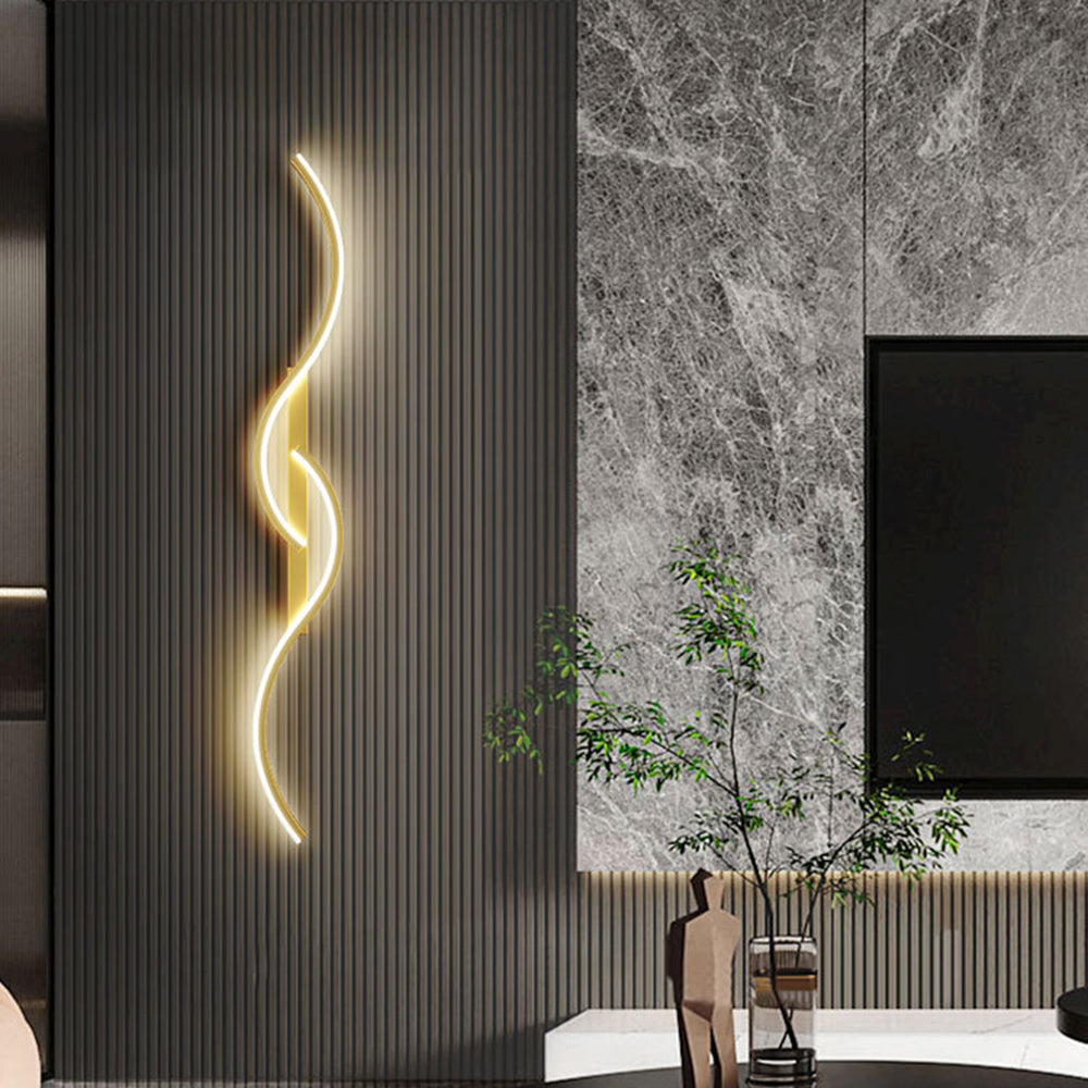 Arisha Applique Murale Vague Design Moderne Noir/Or Salon