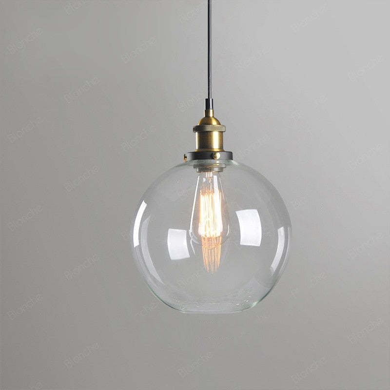 Arisha suspension Industriel en Verre, Clair/Ambre/Gris Fumé