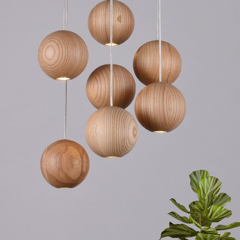 Muto Ball Cluster LED Suspension Bois Salon Chambre à coucher