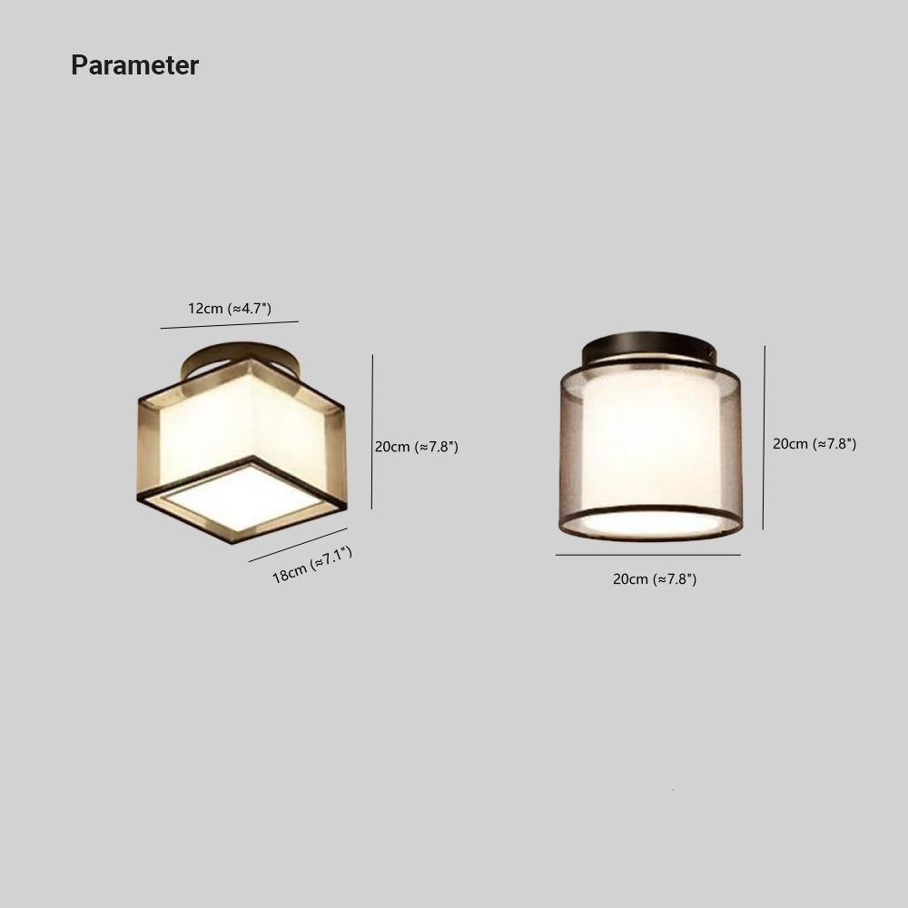 Arisha Plafonnier Carré Moderne, Métal/Tissu, Noir, Salon