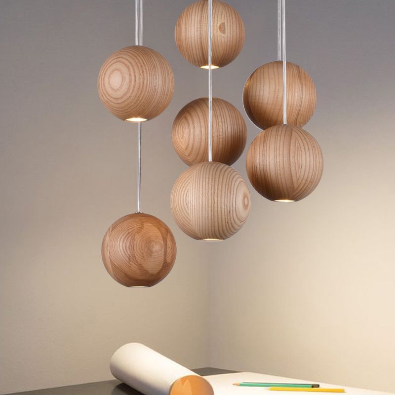Muto Ball Cluster LED Suspension Bois Salon Chambre à coucher