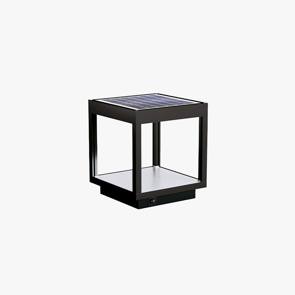 Ray Lampadaire Carré Minimaliste, Métal, Noir, Extérieur