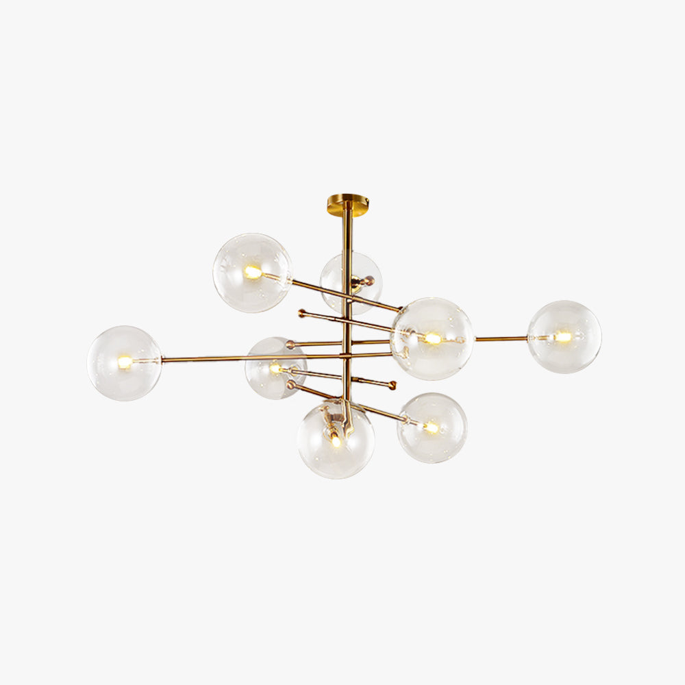 Valentina Lustre Multi Moderne, Métal/Verre, Noir/Doré, Salon