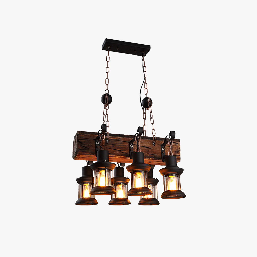 Epoch Suspension Rectangulaire Vintage, Metal/Bois, Marron, Chambre