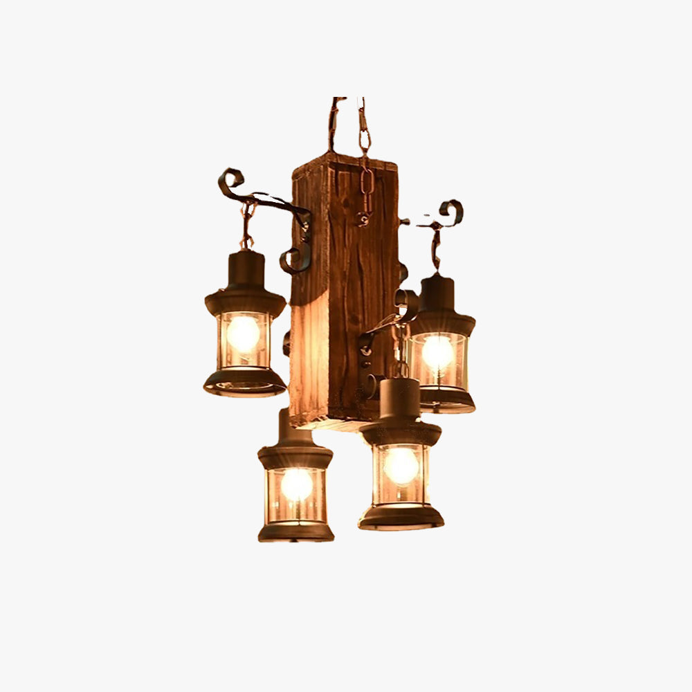 Epoch Suspension Rectangulaire Retro, Metal/Bois, Marron, Chambre