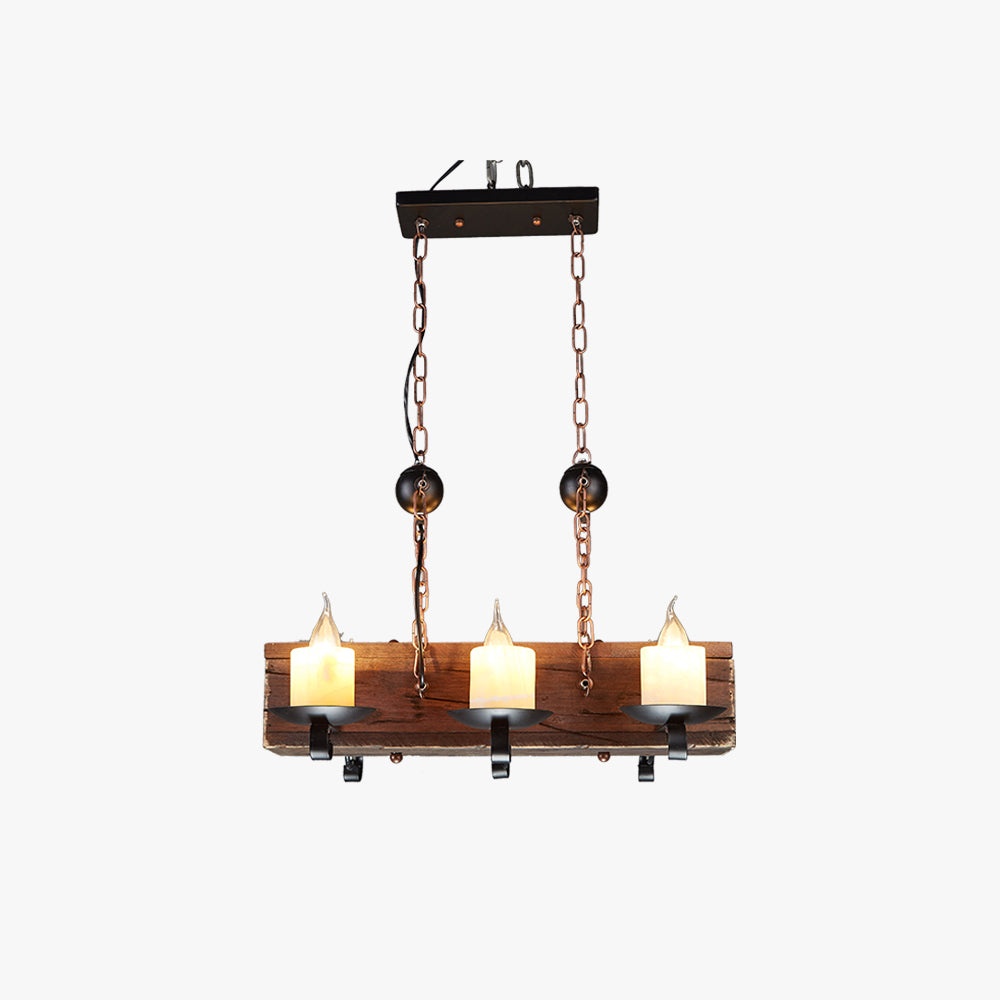Epoch Suspension Sectangulaire Vintage, Metal/Bois, Marron, Salon