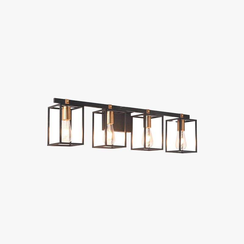 Silva Applique Murale à Miroir Carré Design LED Vintage Métal Noir Salle de Bain