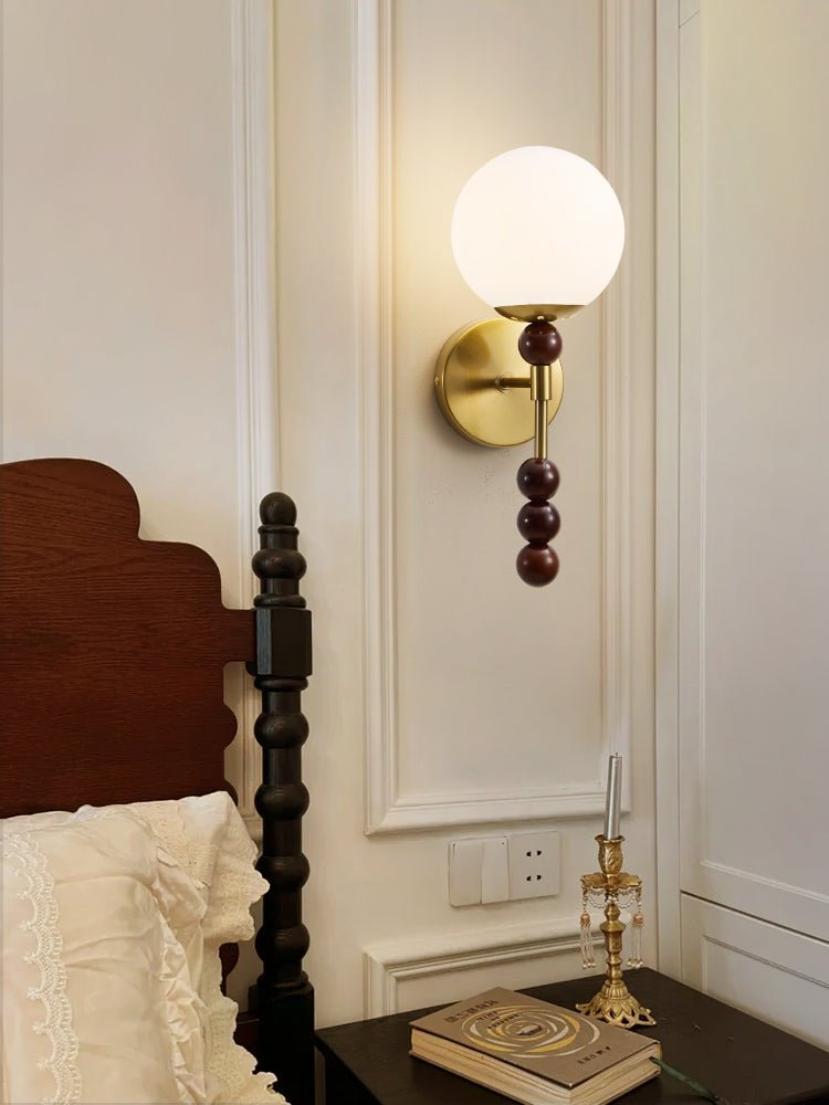 Colette Globe Bois Verre Applique Murale