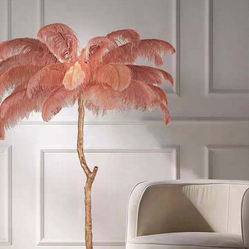 O'Moore Lampadaire Fleur Luxe Plume/Métal Coloré Salon